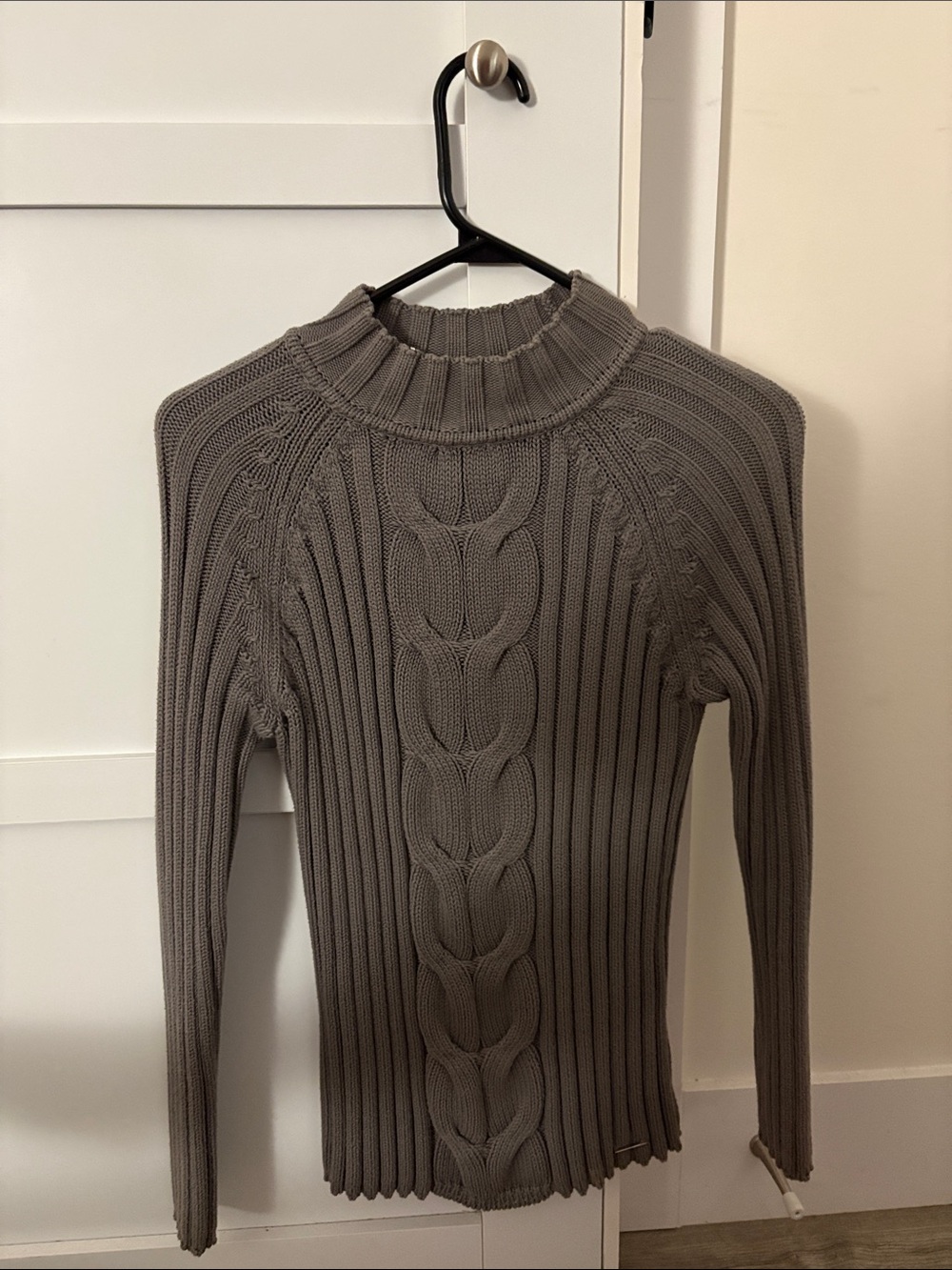 U.S. Polo Assn. Gray Cable-Front Mock Neck Sweater